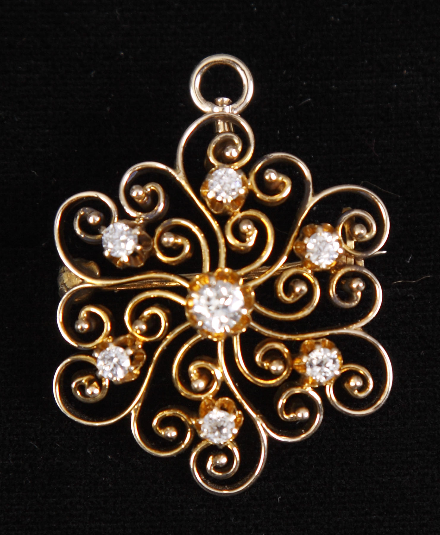 Appraisal: Ladies Yellow Gold Pendant Pin Appears to be K no