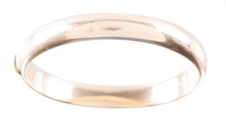 Appraisal: K Yellow Gold Hinged Bangle Bracelet Oval shaped half round