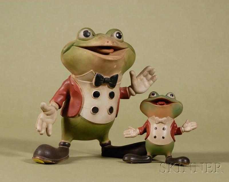 Appraisal: Two Whimsical American Rubber Squeak Toy Frogs c Rempel Mfc