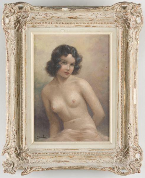 Appraisal: Jean Jannel French b Nude oil on board signed lower