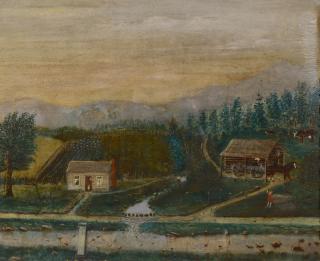 Appraisal: TN Folk Landscape Painting L Hording TN Folk Art landscape