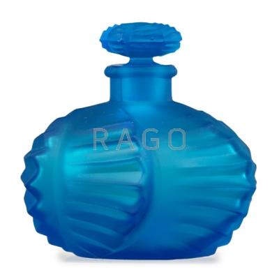 Appraisal: LALIQUE Camille perfume bottle in frosted electric blue glass France