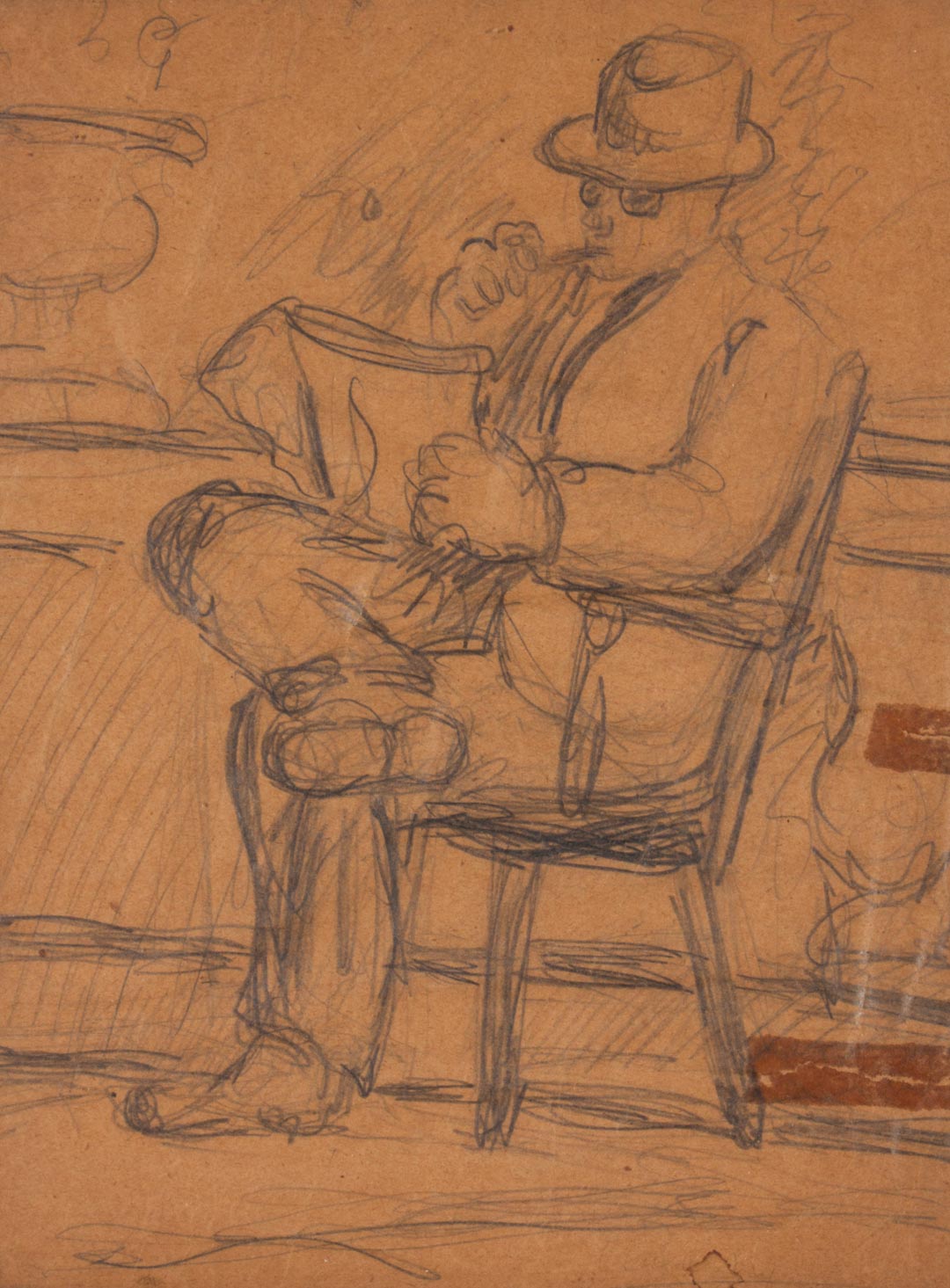 Appraisal: Sacha Moldovan Seated Man Reading graphite Russian American - Graphite