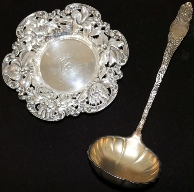 Appraisal: PIECE STERLING SILVER LOT TO INCLUDE EMBOSSEDFLORAL TRAY BY GORHAM