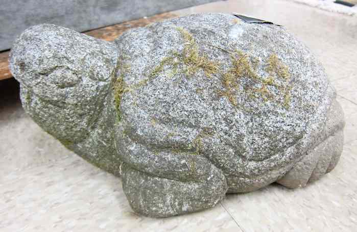 Appraisal: CHINESE GRANITE GARDEN TURTLE hand sculptured in primitive form ''L