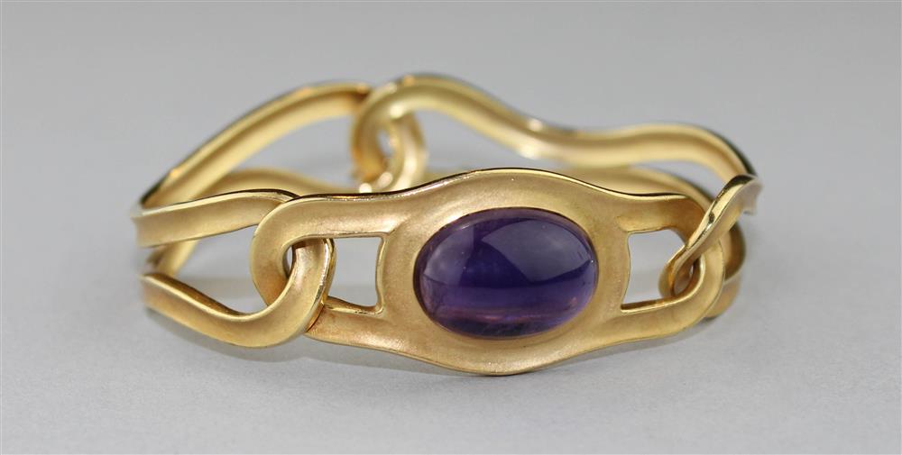 Appraisal: ANGELA CUMMINGS FOR TIFFANY AMETHYST AND K GOLD BRACELET the