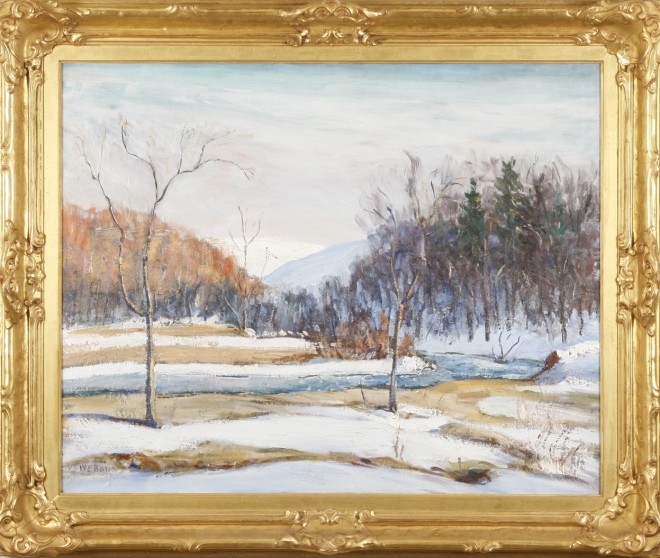 Appraisal: Walter E Baum Melting Snow oil on canvas x SLL