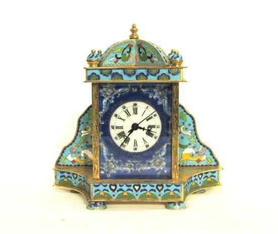 Appraisal: Cloisonne decorated mantle clock quadruple arch on top bracket sides