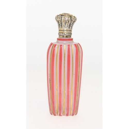 Appraisal: A French silver mounted pink cased opaline glass scent bottle