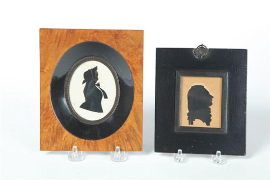 Appraisal: TWO SILHOUETTES Probably European th century Cutout portraits Colonial man