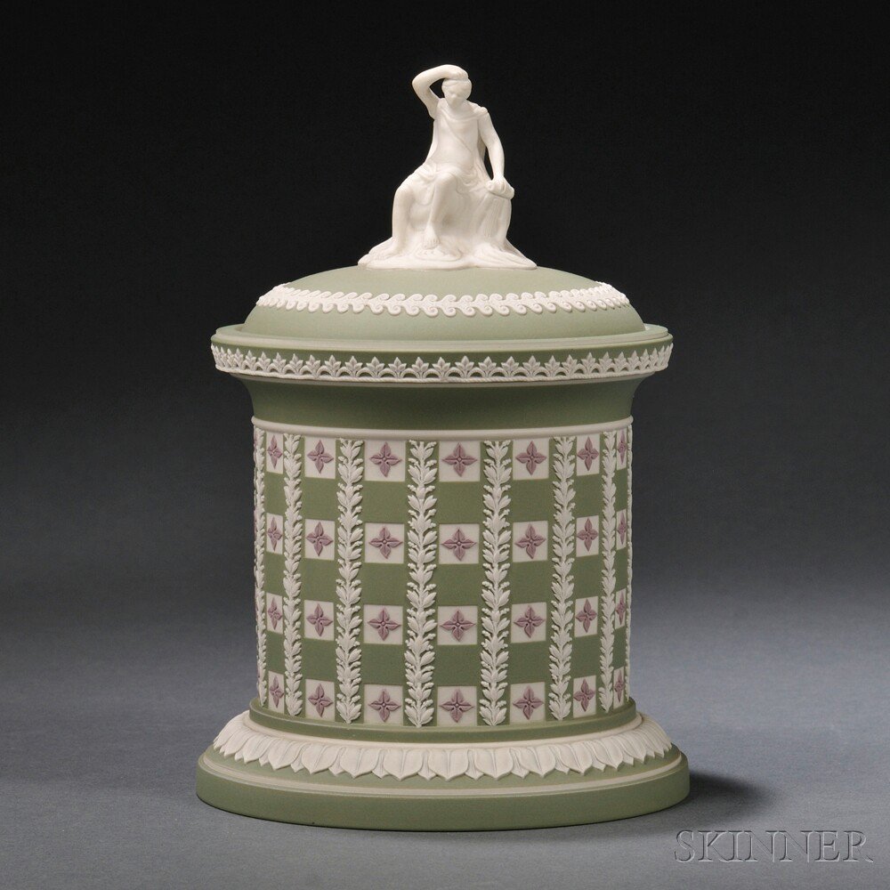 Appraisal: Modern Wedgwood Diceware Tobacco Jar and Cover England green dip