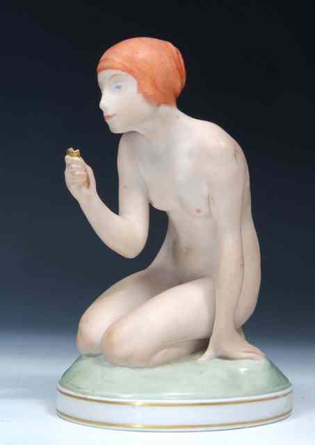 Appraisal: A COPENHAGEN PORCELAIN ART DECO STYLE MODEL of a girl