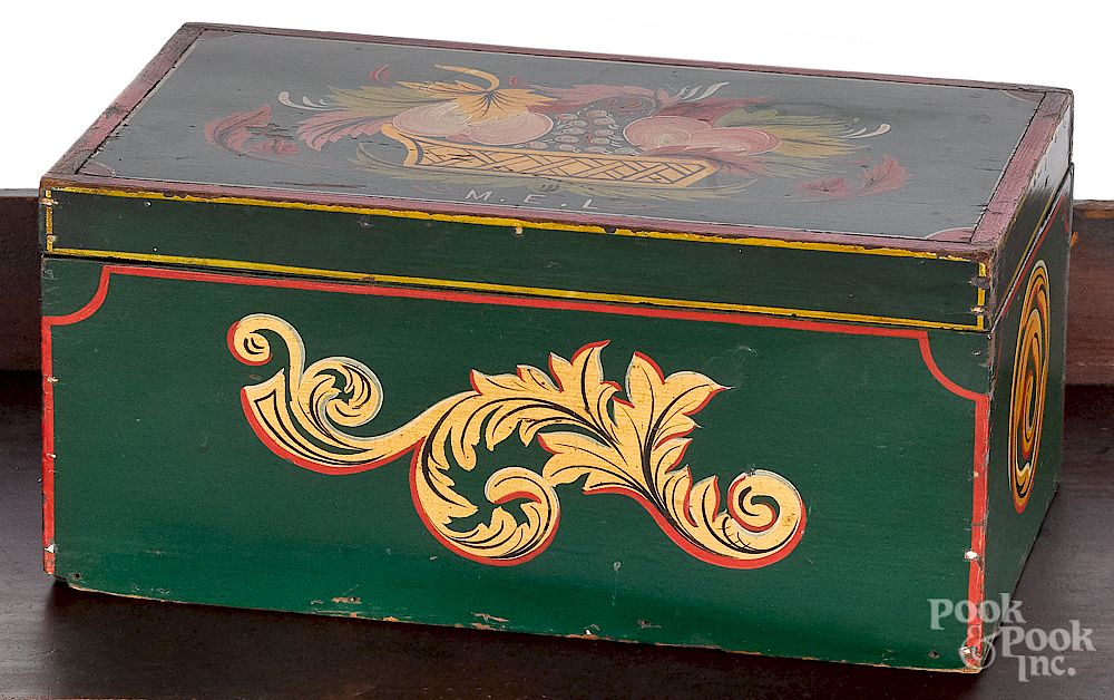 Appraisal: New England painted dresser box late th c New England