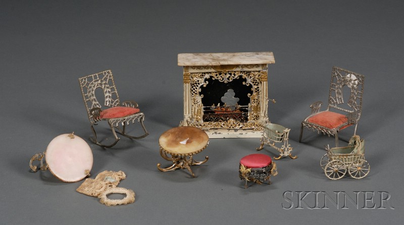 Appraisal: Group of Soft-Metal and Metal DollHouse and Doll Furniture America