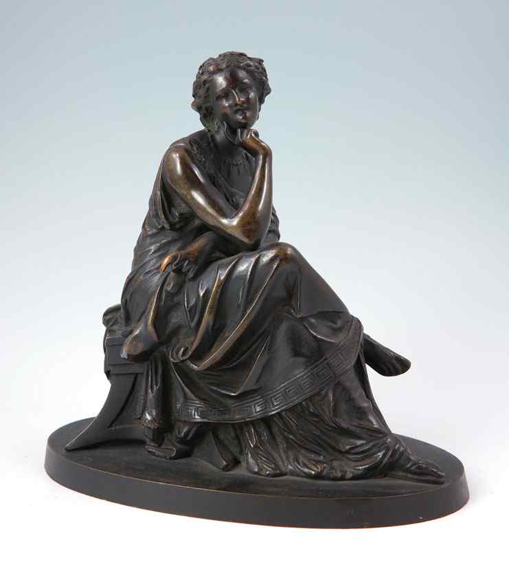 Appraisal: VICTORIAN BRONZE SEATED FEMALE SCULPTURE '' h x '' w