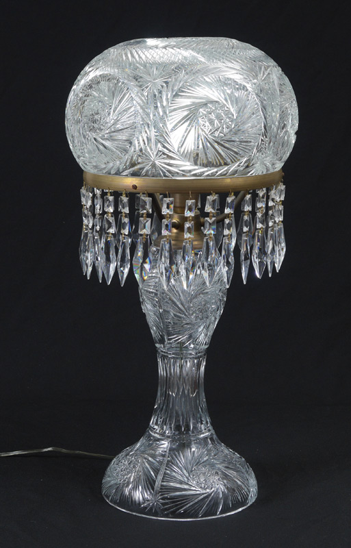 Appraisal: BOHEMIAN CUT GLASS CRYSTAL LAMP Contemporary cut glass base with