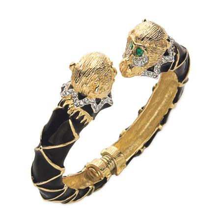 Appraisal: Kenneth Lane Monkey Head Hinged Bangle Estimate -