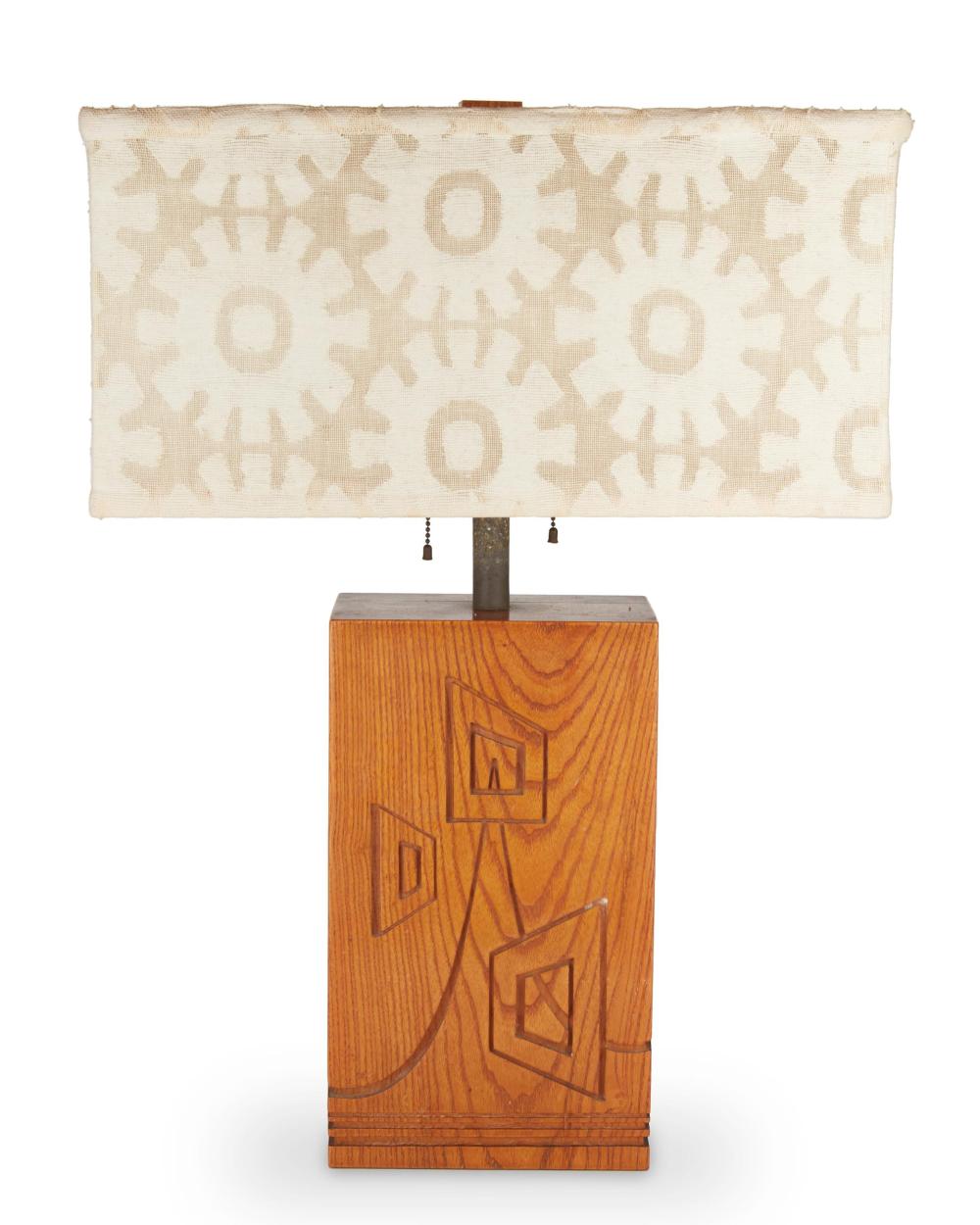 Appraisal: A mid-century modern carved wood table lamp Mid- th Century