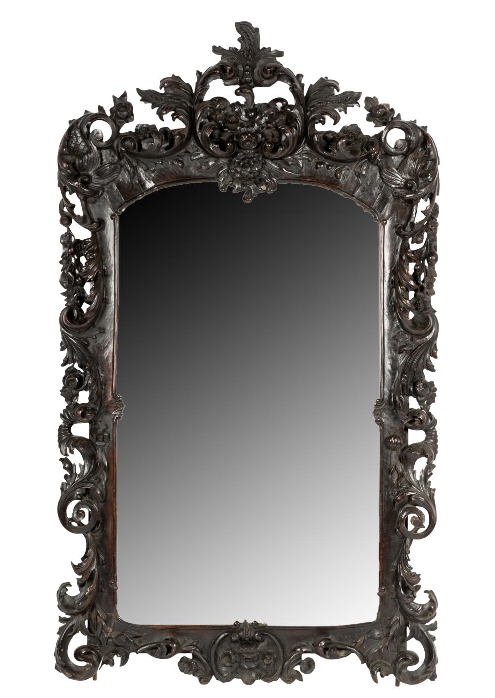 Appraisal: BAROQUE-STYLE CARVED WOOD WALL MIRRORwith flat mirror plate x inches