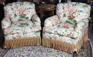 Appraisal: Pair of custom contemporary upholstered club chairs Pair of custom