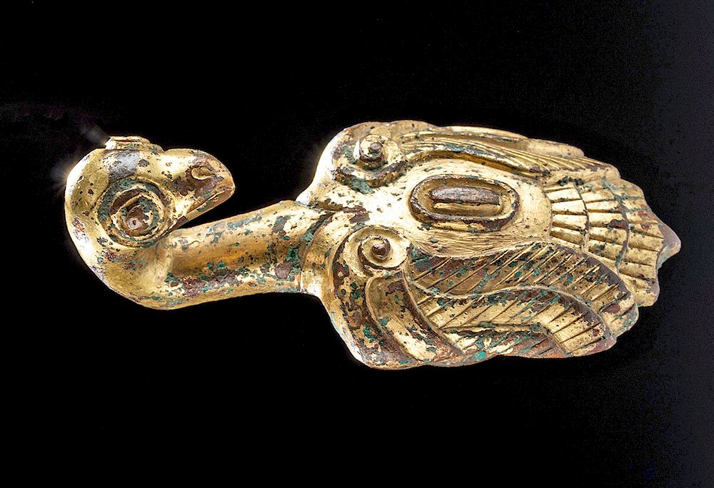 Appraisal: Byzantine Gilt Copper Bird Belt Ornament Ancient Near East Holy