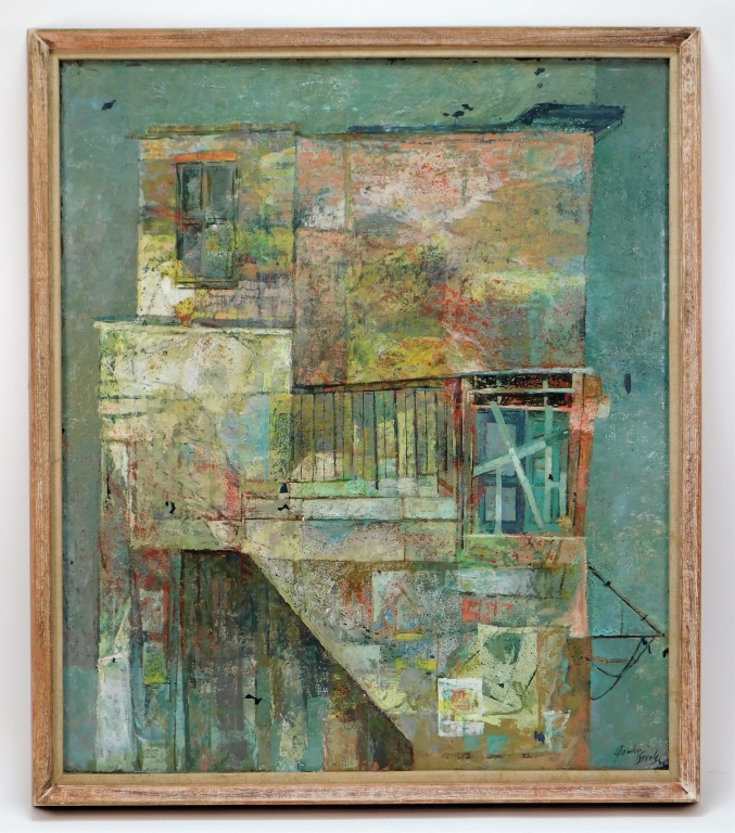 Appraisal: GORDON STEELE SEMI ABSTRACT BUILDING PAINTING New York - Titled