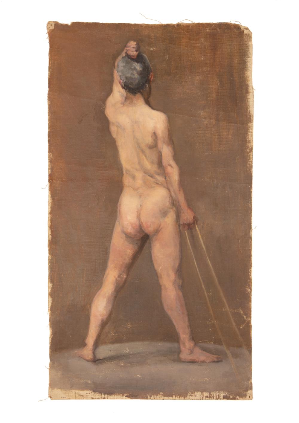 Appraisal: Continental School th c Nude Study oil on unstretched canvas