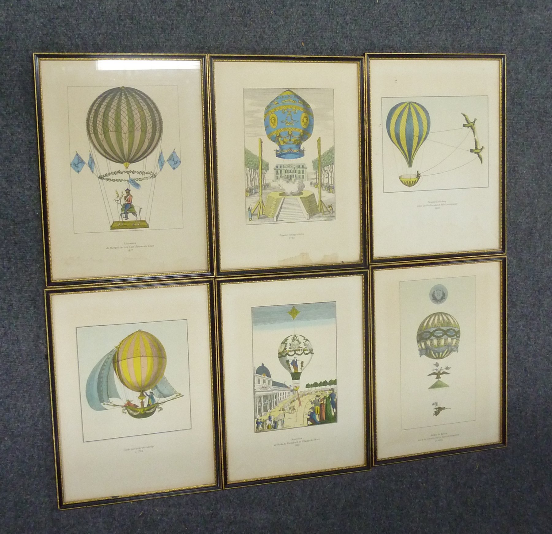 Appraisal: French ballooning prints set of six colour prints cm x