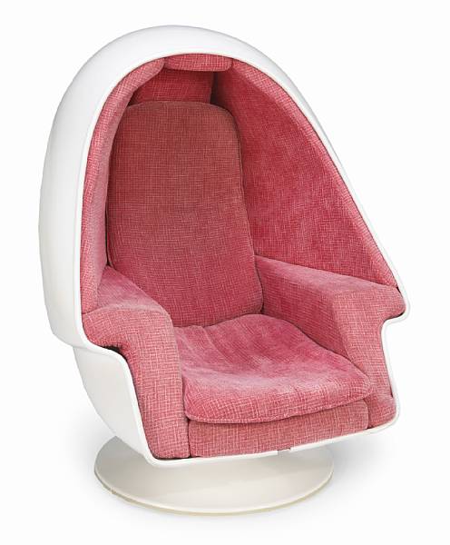 Appraisal: A white fiberglass Egg chair anonymous circa molded fiberglass and