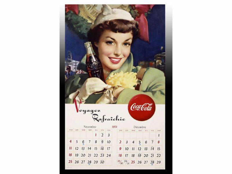 Appraisal: French Canadian Coca-Cola Calendar Page Description '' x '' Dry