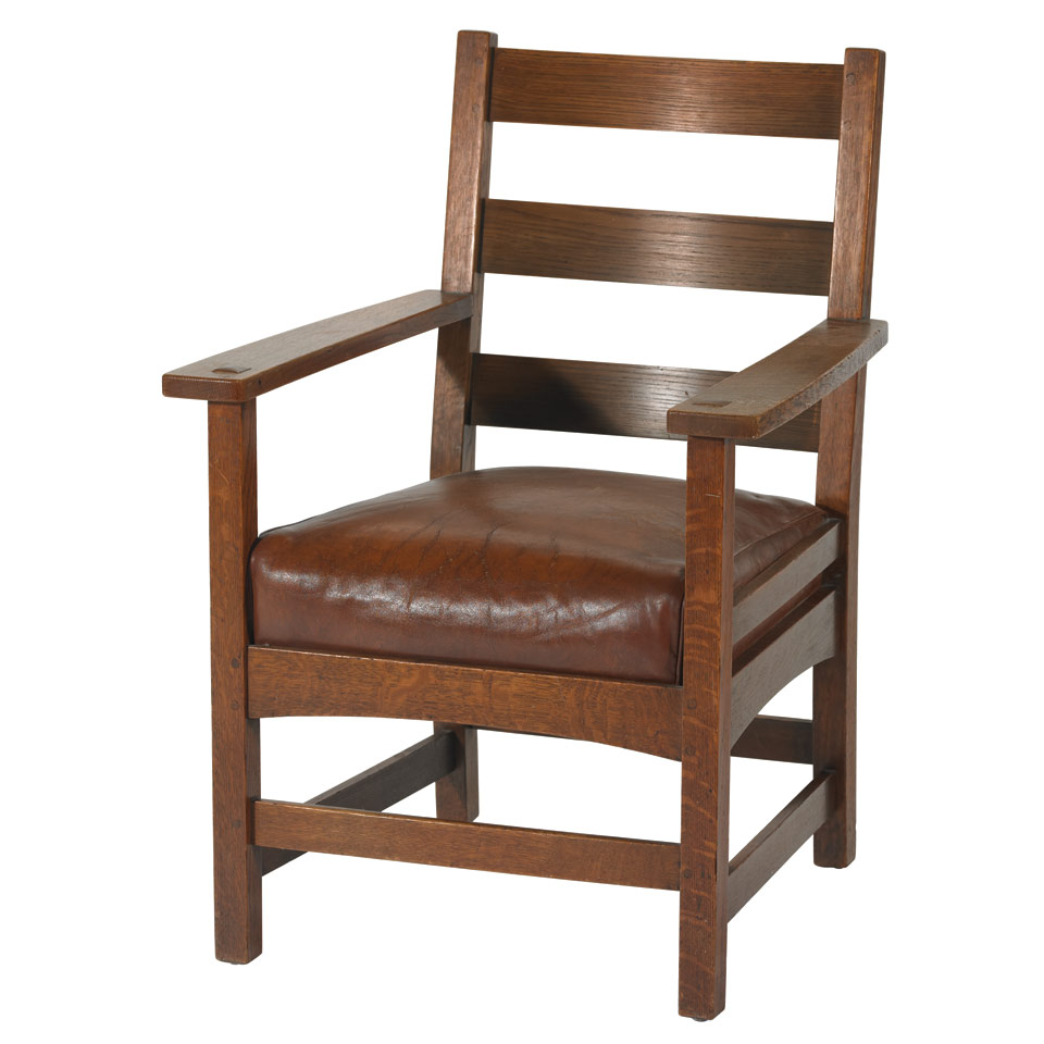 Appraisal: L amp J G Stickley Arts amp Crafts Oak Armchair