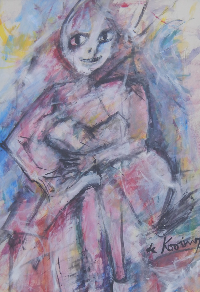 Appraisal: thC School Mother and child mixed media signed inscribed verso