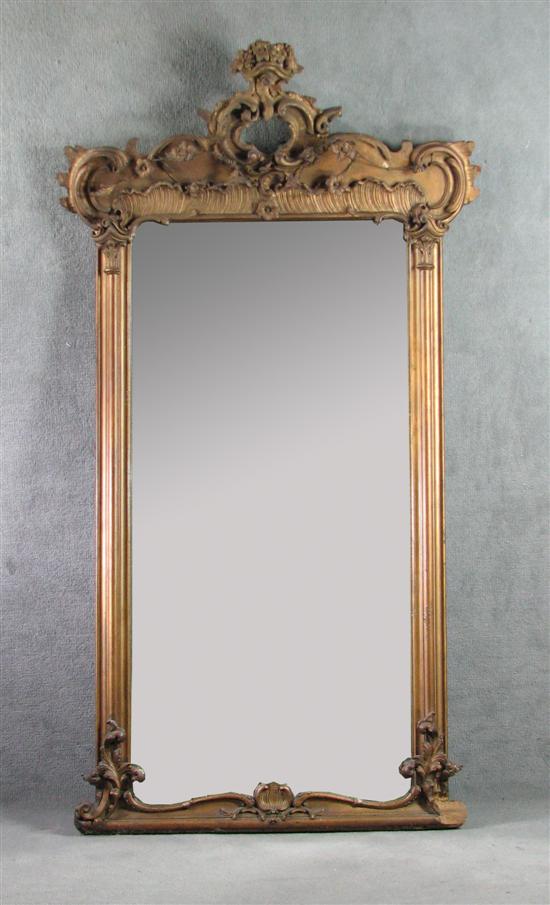 Appraisal: Gilt Gesso Pier Mirror Circa Elaborate floral and Rococo decorations