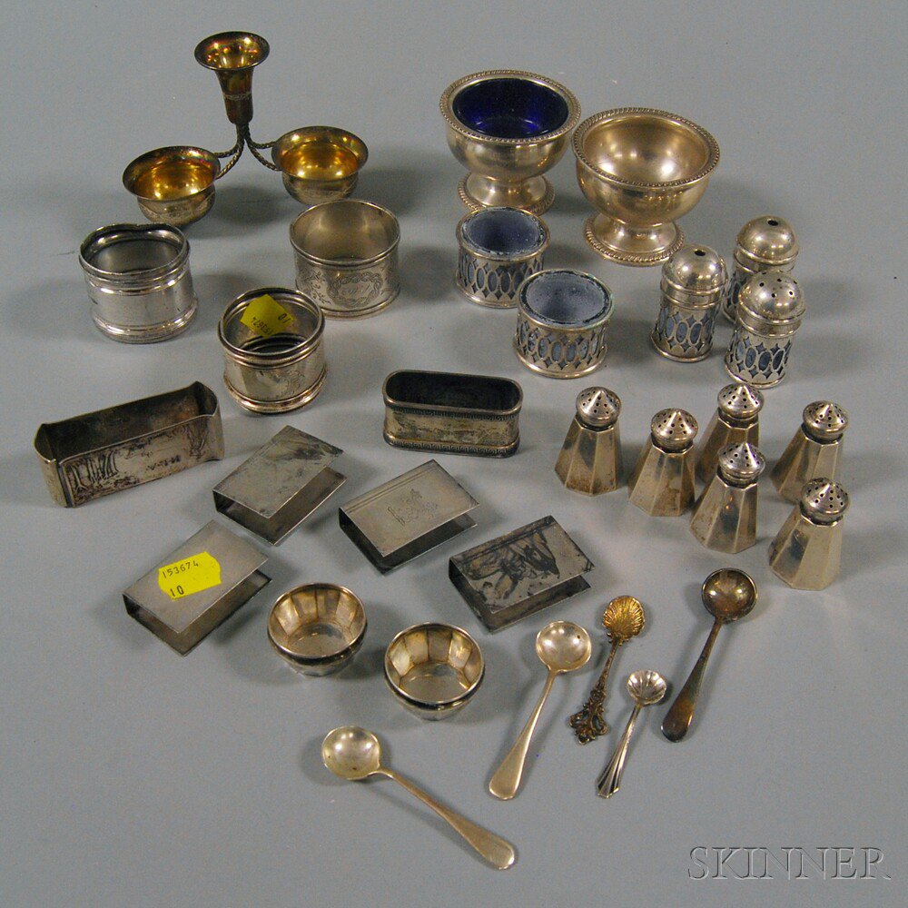 Appraisal: Group of Small Mostly Sterling Silver Tableware including a set