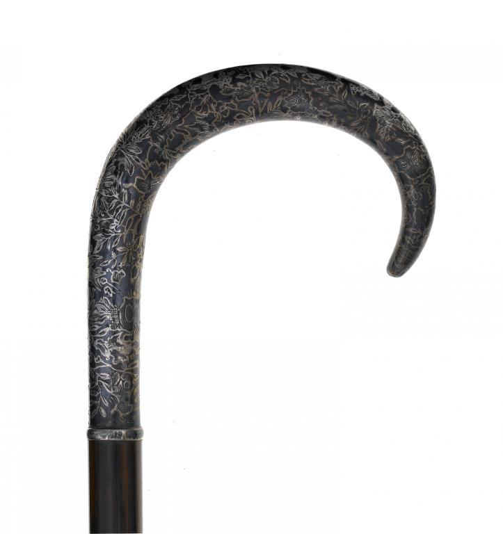 Appraisal: A FIN DE SIECLE SILVER AND NIELLO HANDLED CANE PROBABLY