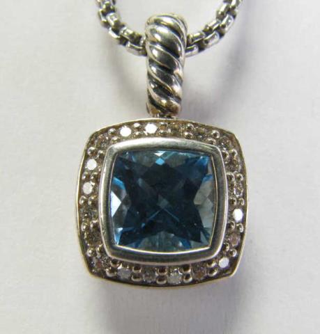 Appraisal: A David Yurman Blue Topaz with diamond petite albion pendant