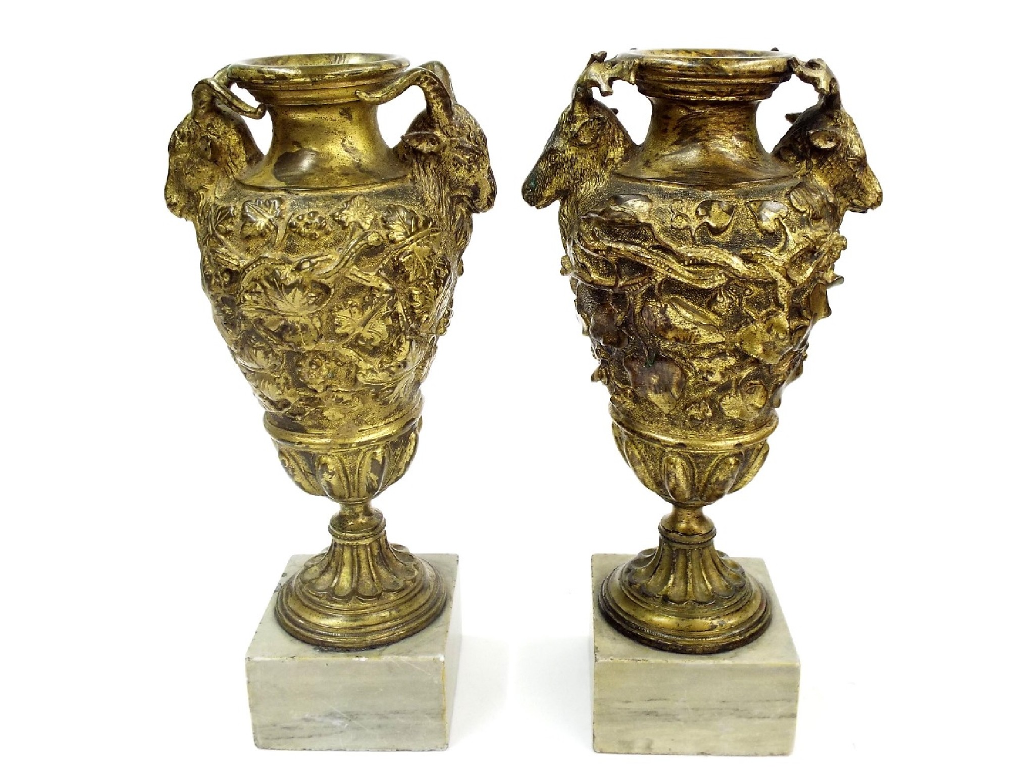 Appraisal: Good pair of French cast ormolu twin handled baluster vases