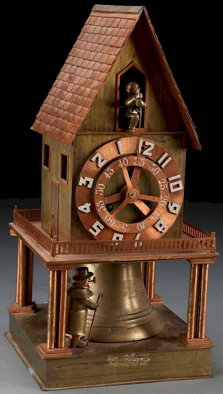 Appraisal: FRENCH ARCHITECTURAL CLOCK BY HURET AN INTERESTING FRENCH ARCHITECTURAL FORM