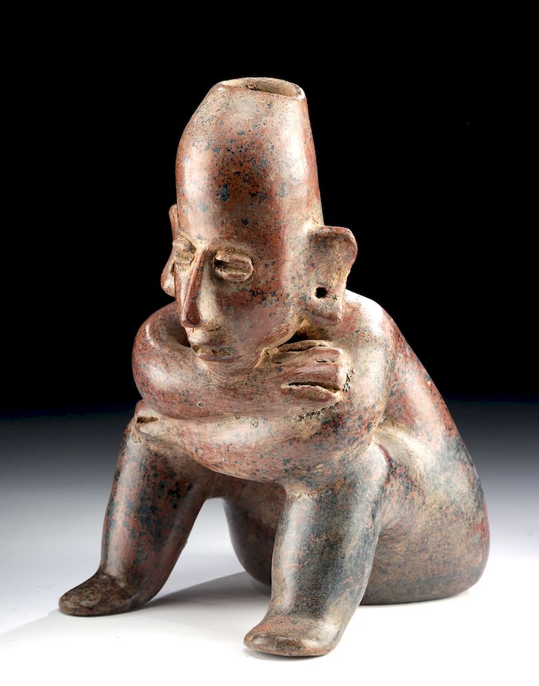 Appraisal: Exhibited Colima Pottery Seated Figurative Vessel Pre-Columbian West Mexico Colima