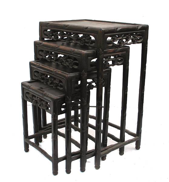 Appraisal: A nest of four Chinese hardwood occasional tables height of