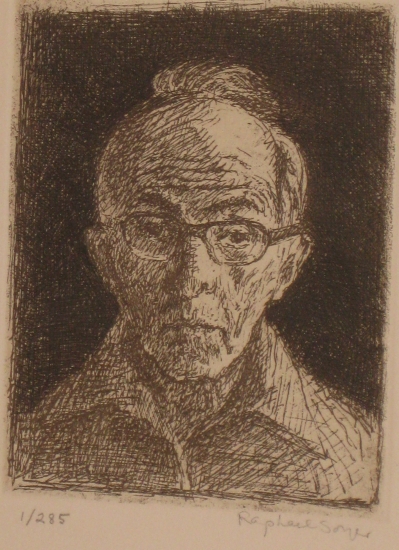 Appraisal: RAPHAEL SOYER Self Portrait Etching and aquatint on cream wove