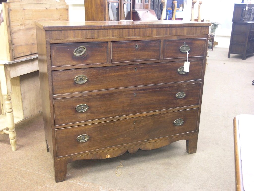 Appraisal: An early th century mahogany chest three short and three