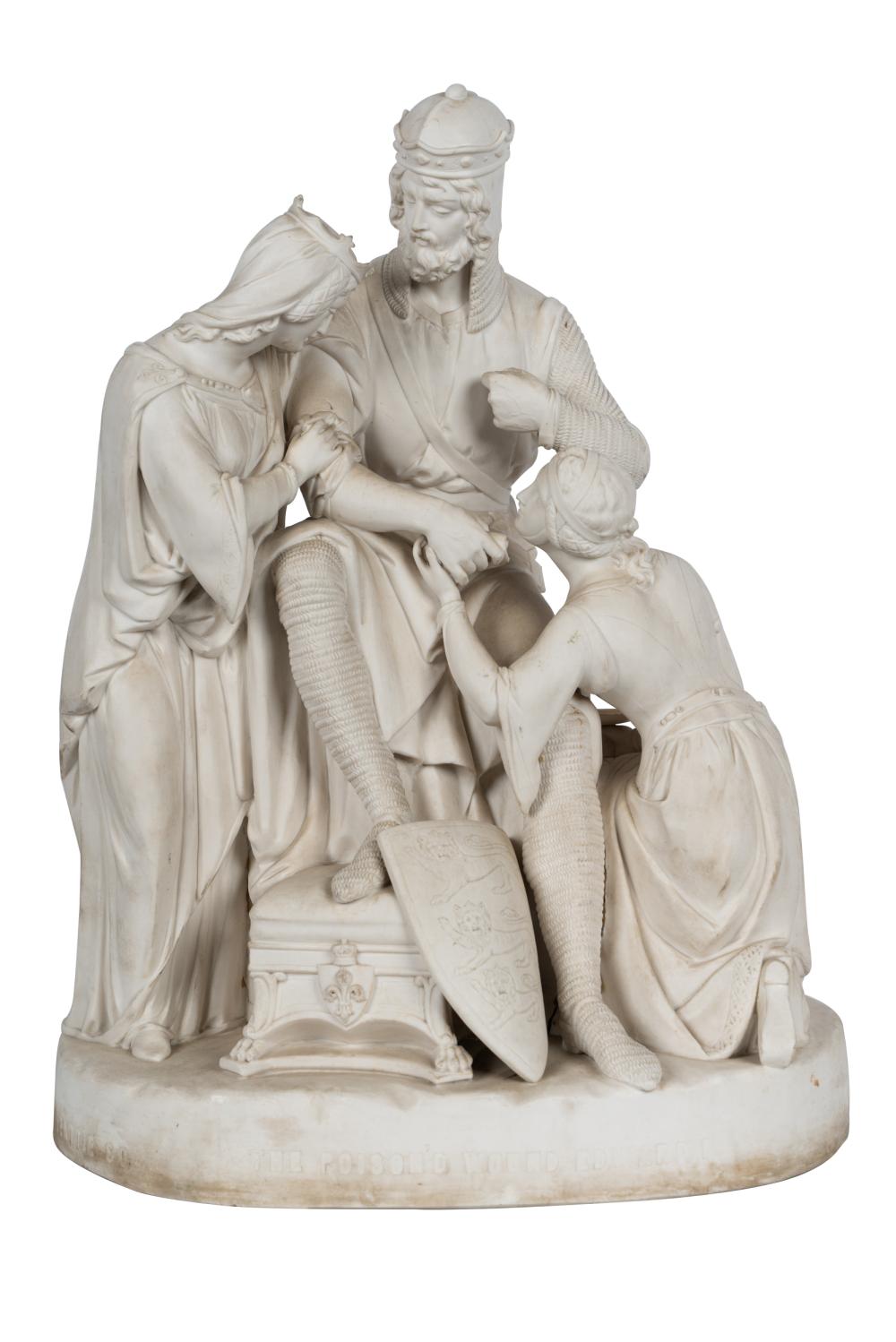 Appraisal: VICTORIAN PARIAN PORCELAIN FIGURAL GROUPafter William Beattie The Poison'd Wound