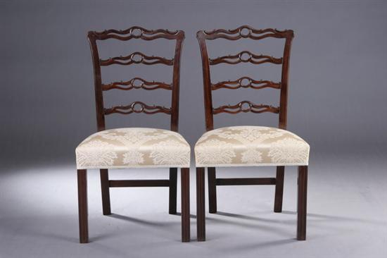 Appraisal: SET SIX CHIPPENDALE STYLE MAHOGANY DINING CHAIRS th century Each