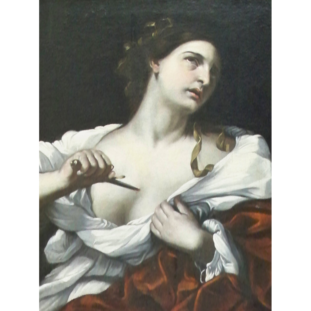 Appraisal: School of Guido Reni Lucretia Oil on canvas x inches