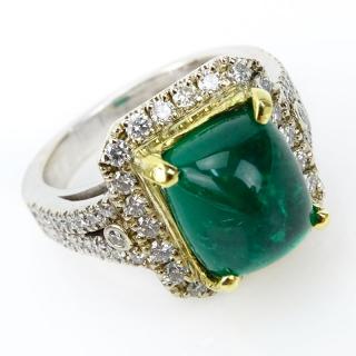 Appraisal: Rodrigo Giraldo Certified Colombian Carat Sugar Loaf Cabochon Emerald Carat