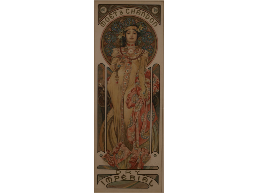 Appraisal: Alphonse Mucha Czech - Chandon Moet color lithograph with gilt