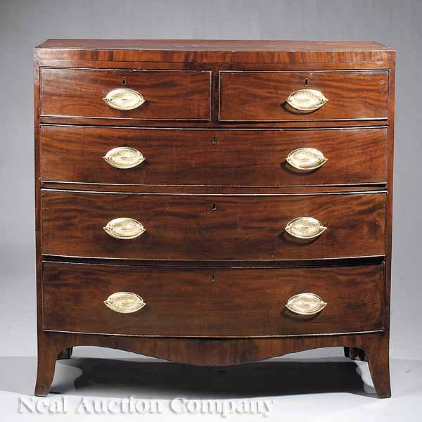 Appraisal: A William IV Inlaid Mahogany Bow-Front Chest early-to-mid th c