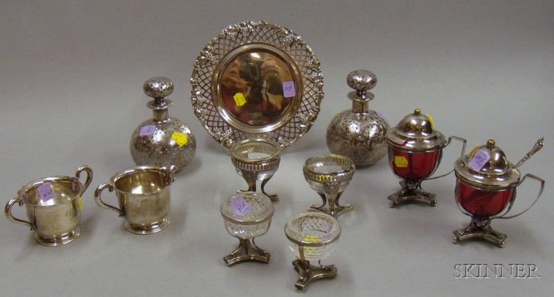 Appraisal: Ten Silver and Silver Plated Serving Items two pairs of