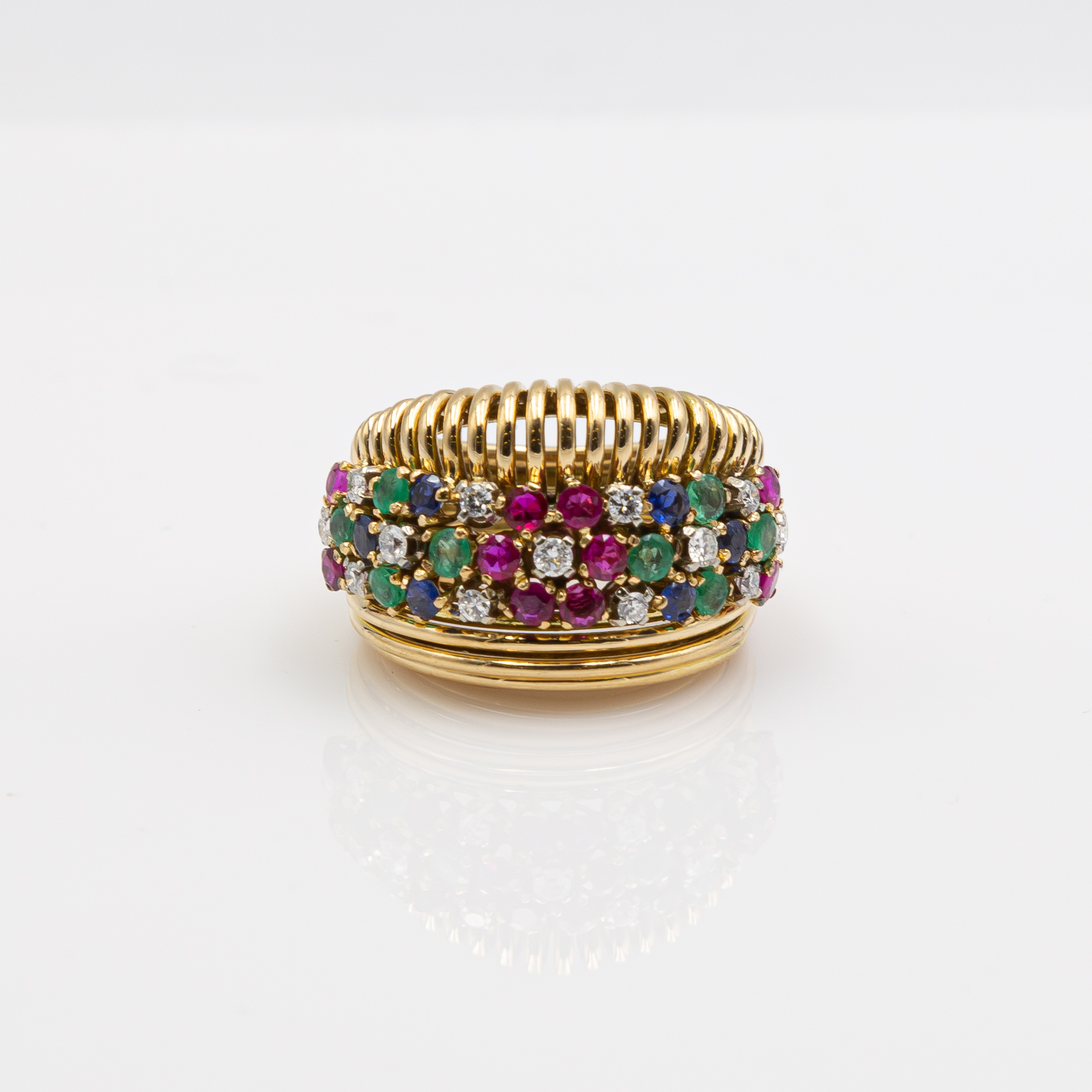 Appraisal: K GOLD DIAMOND RUBY AND SAPPHIRE RING An kt yellow